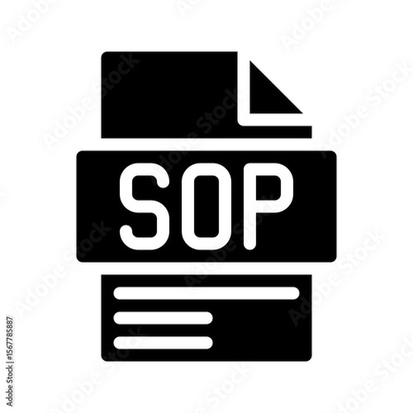 Fototapeta Sop Glyph Icon. File Document icon is an abbreviation of the word Standard work guide document.