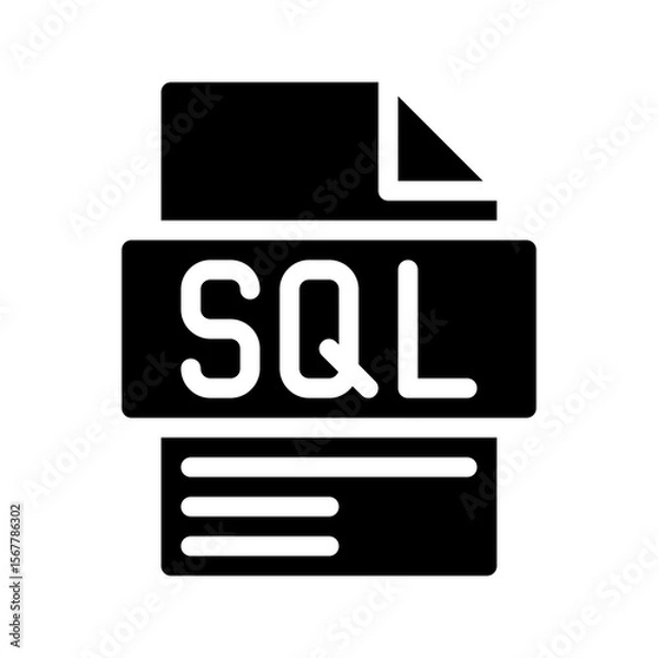 Fototapeta Sql Glyph Icon. File Document icon is an abbreviation for Prospects who are ready to be contacted by the sales team.
