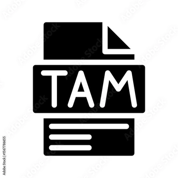 Fototapeta Tam Glyph Icon. File Document icon is an abbreviation for Total available market for a product.