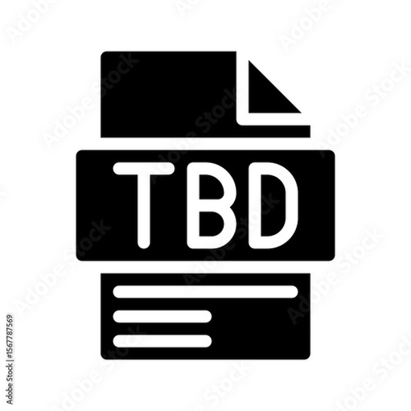 Fototapeta Tbd Glyph Icon. File Document icon is an abbreviation of the word Will be determined later.