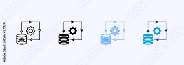 Fototapeta Data System Icon Set Multiple Style Collection
