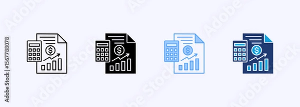 Fototapeta Data Accounting Icon Set Multiple Style Collection
