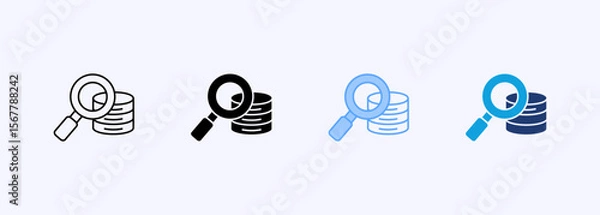 Fototapeta Data Research  Icon Set Multiple Style Collection