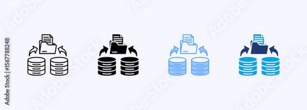 Fototapeta Data Migration Icon Set Multiple Style Collection