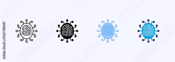 Fototapeta Fingerprint Network Icon Set Multiple Style Collection