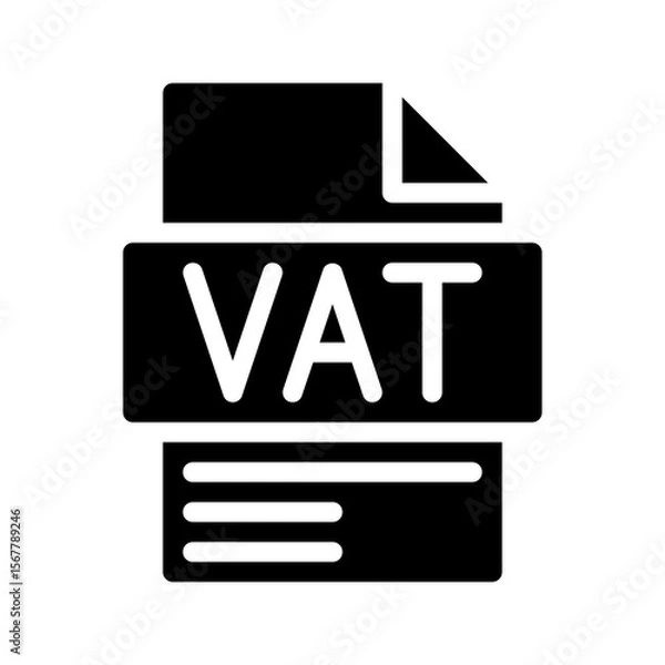 Fototapeta Vat Glyph Icon. File Document icon abbreviation for Value Added Tax