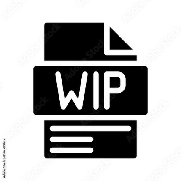 Fototapeta Wip Glyph Icon. File Document icon is an abbreviation for Work in progress.