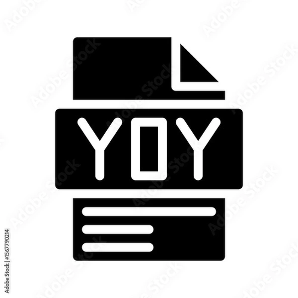 Fototapeta Yoy Glyph Icon. File Document icon is an abbreviation for Comparison of data from year to year.