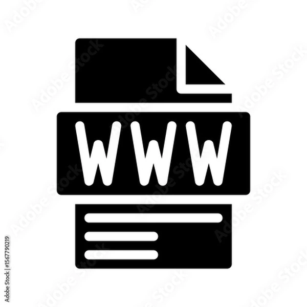 Fototapeta Www Glyph Icon. File Document icon is an abbreviation for the part of the internet that is publicly accessible.