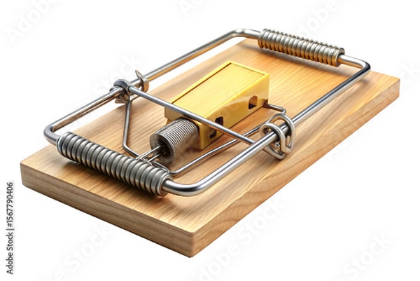 Fototapeta 3D Rendering of beautiful, trending and realistic Mouse trap with white background