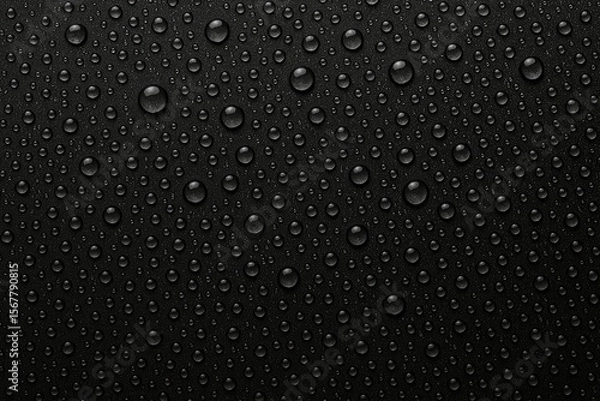 Obraz Water droplets on a dark background from above with empty space