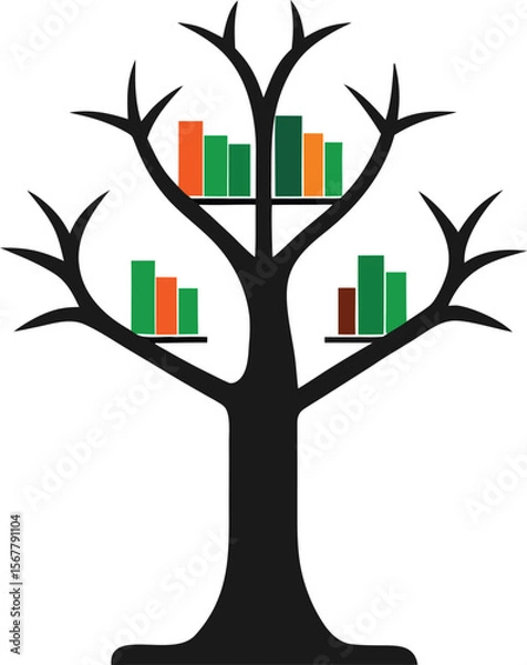 Fototapeta tree with bookshelf branches creative logo icon on.eps