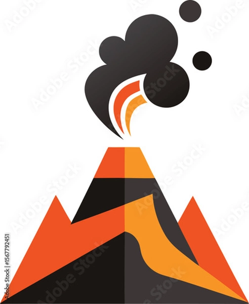 Fototapeta volcano with digital smoke creative logo icon on w.eps