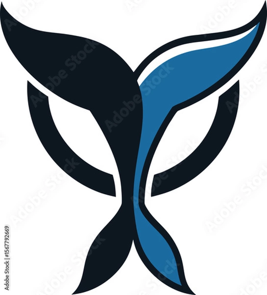 Fototapeta whale tail in book creative logo icon on white bac.eps