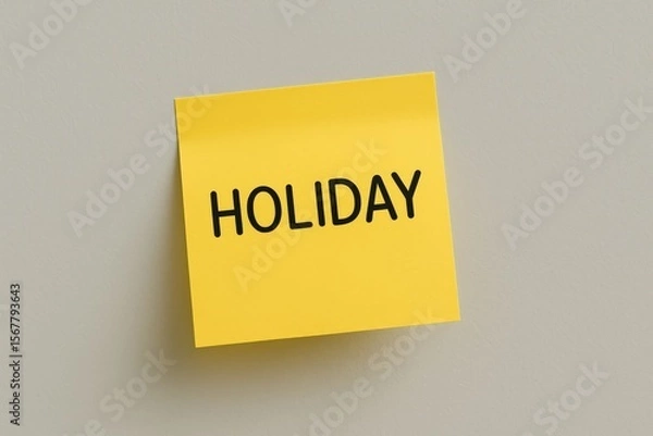 Fototapeta Bright yellow sticky note for holidays