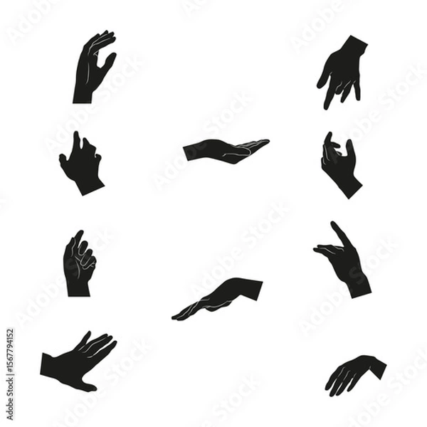 Fototapeta hand silhouette set