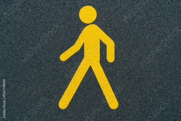 Fototapeta Vivid yellow walking figure icon for pedestrians