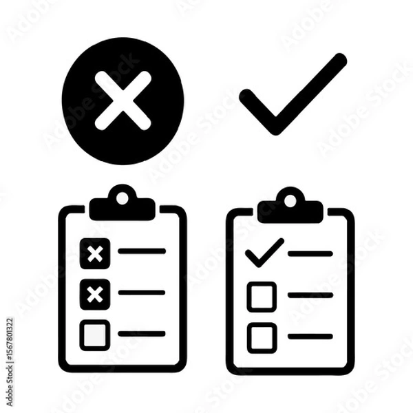 Fototapeta Checklist vector icon set silhouette