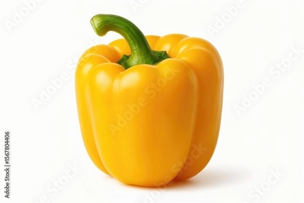 Fototapeta Bright yellow bell pepper displayed on a plain white surface