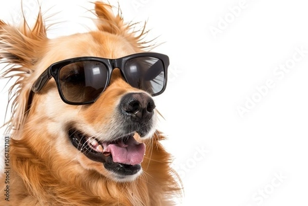 Obraz Stylish Pup Persona: A Golden Retriever in Sunglasses Rocks Faux Hawk, Mohawk, Flow, Top Knot & More Hairstyles with Adorable Charm
Meet the most fashion-forward Golden Retriever: this fluffy pup dons
