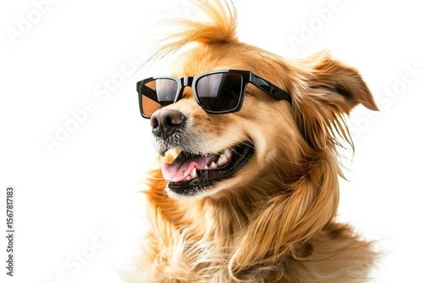 Obraz Stylish Pup Persona: A Golden Retriever in Sunglasses Rocks Faux Hawk, Mohawk, Flow, Top Knot & More Hairstyles with Adorable Charm
Meet the most fashion-forward Golden Retriever: this fluffy pup dons