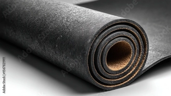 Obraz Close-up View of Rolled Black Leather Material on Display