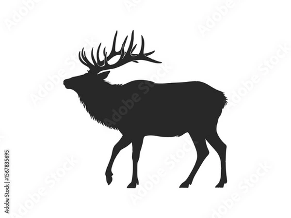 Obraz A minimalist black silhouette illustration of an elk on a white background
