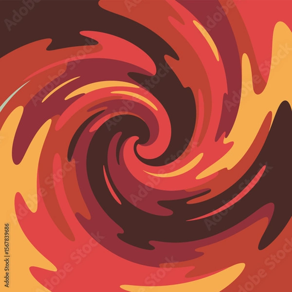Fototapeta Abstract spiral art print, modern swirl canvas, contemporary vortex design, red orange brown decor