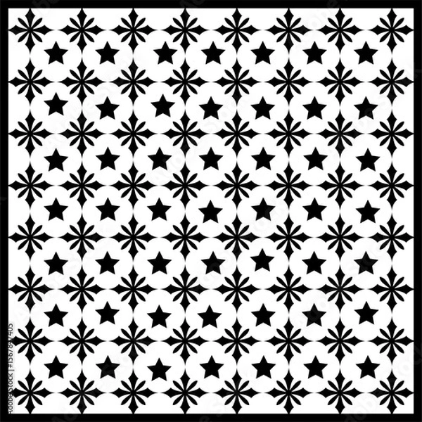 Fototapeta vector seamless black and white geometric pattern on a transparent background