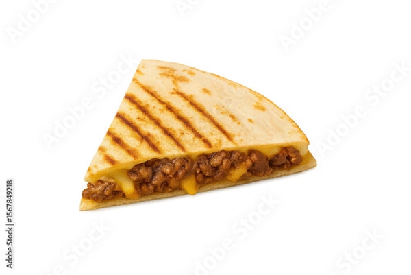 Fototapeta Beef and Cheese Quesadilla Slice Isolated on Transparent