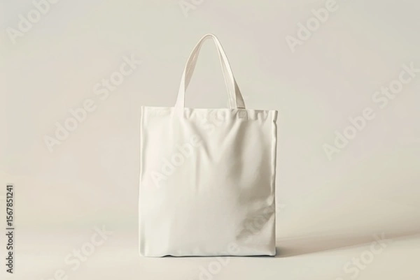 Obraz High Quality Visual of White Tote Bag Standing on a Light Background