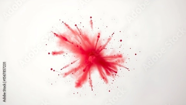 Fototapeta Vibrant red powder explosion in dynamic motion against white background with dramatic lighting.