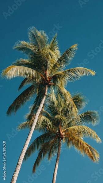 Fototapeta Palm trees in summer on a beach in Mexico
