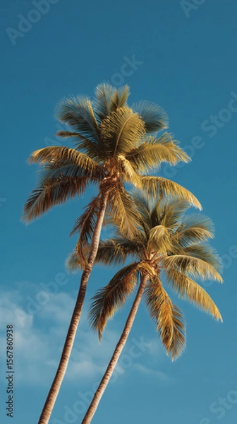 Fototapeta Palm trees in summer on a beach in Mexico