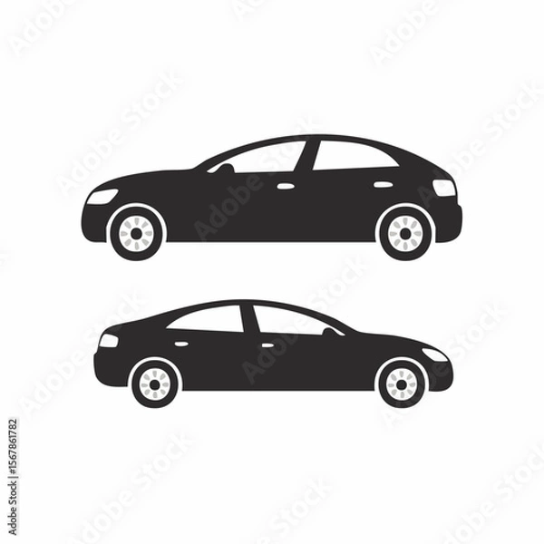 Obraz Two dark sedan car side views