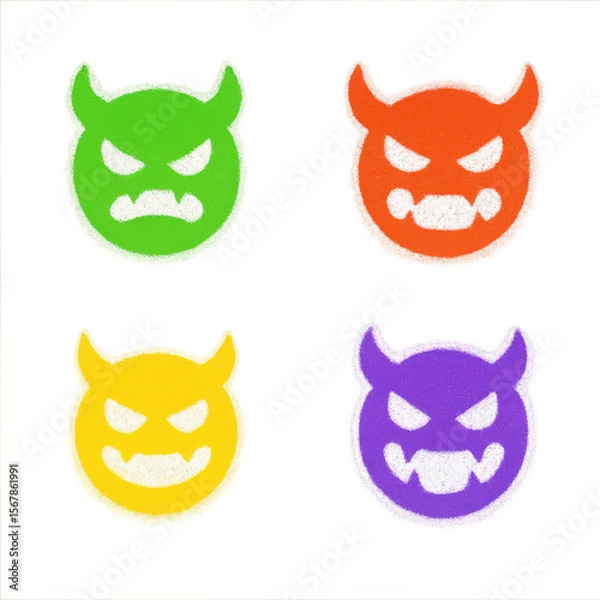 Fototapeta Colorful Devil Face Icons