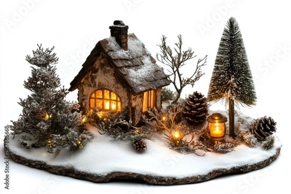 Obraz Detailed Visual  of Heartwarming Winter Nights Isolated on White Background, Depth of Field