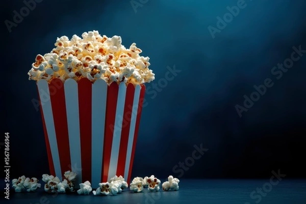 Obraz sharp image of sweet popcorn on dark background