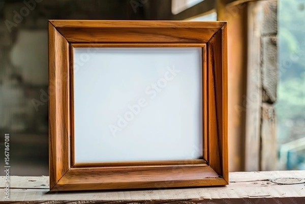 Obraz Detailed Visual  of Brown Wooden Photo Frame on Your Desktop