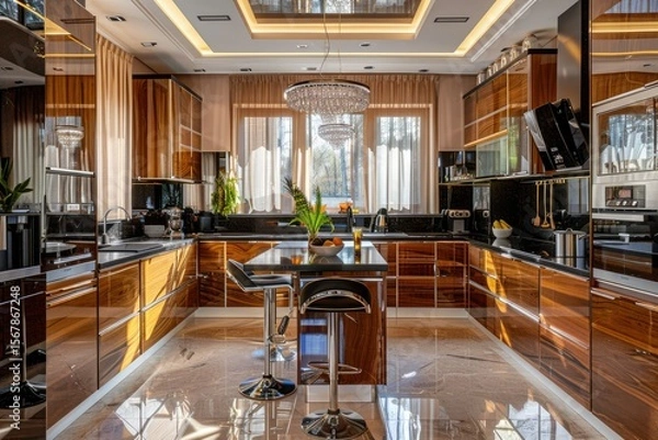 Obraz Detailed Image of Elegance and Luxury in Modern Domestic Kitchen