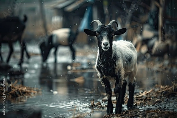 Obraz High Resolution Picture of Rural Life Concept with Goats