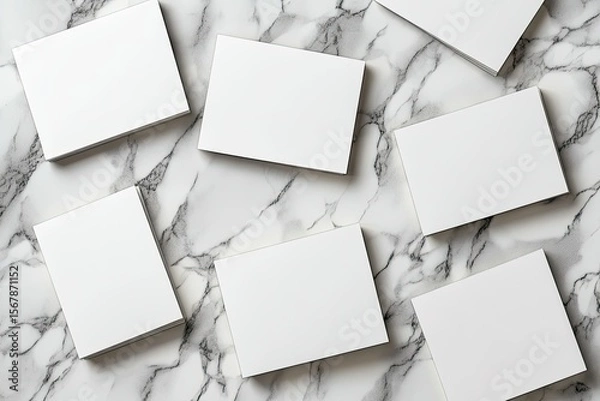 Obraz Clear Pixel Visual of Top View Collection of Blank Business Cards