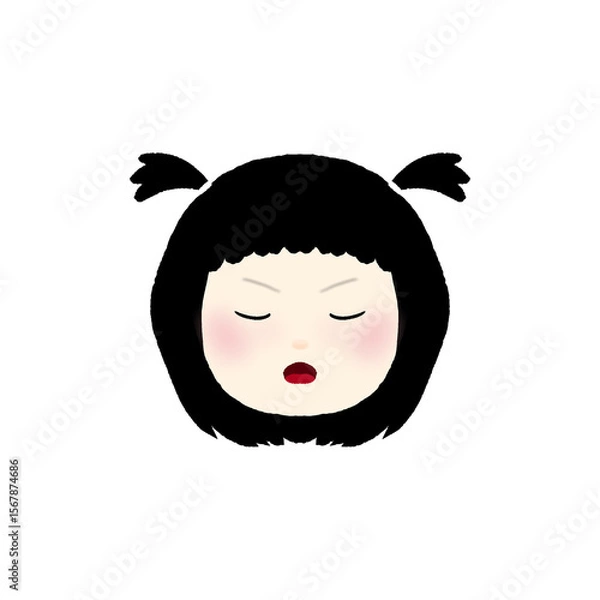 Obraz girl cartoon face, vector girl face, cute girl vector, emotional cartoon face, kid girl expression, child face vector, cartoon girl emotions,