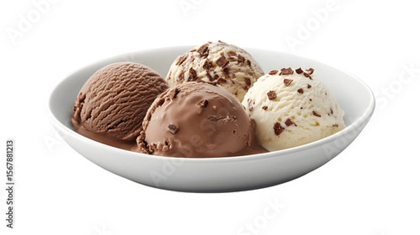 Fototapeta bowl chocolate ice cream isolated on white background