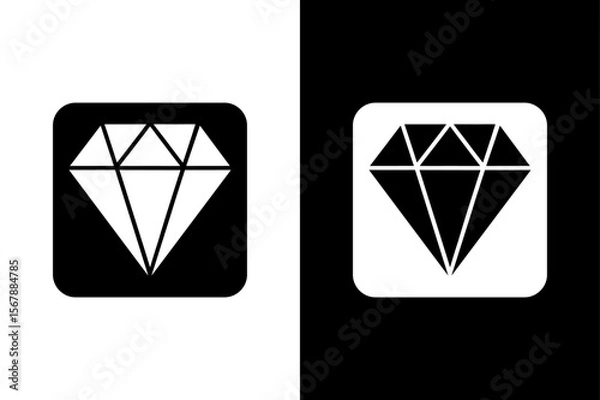 Fototapeta Minimalist Diamond Silhouette – Isolated Vector Icon.