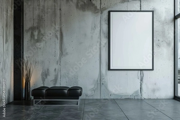 Fototapeta High Definition View of Frame Mockup on Industrial Wall
