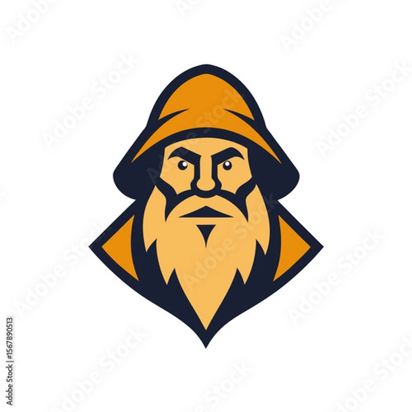Fototapeta A Mascot Logo of a Wise Old Wizard in a Detailed Vintage Illustration Style