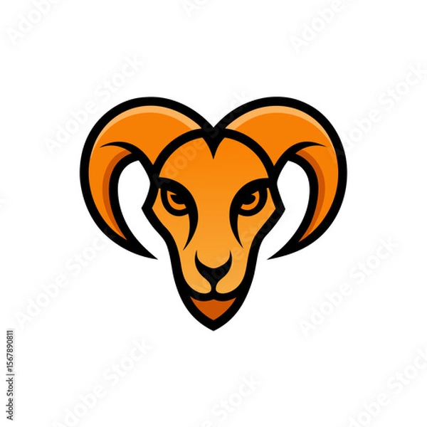 Fototapeta A Fierce Ram Head Mascot Logo Design with Strong Twisted Horns for a Company