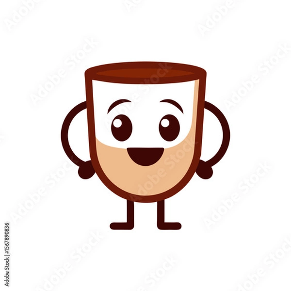 Fototapeta A Friendly Smiling Coffee Cup Mascot Logo Design for a Cozy Cafe Shop Branding