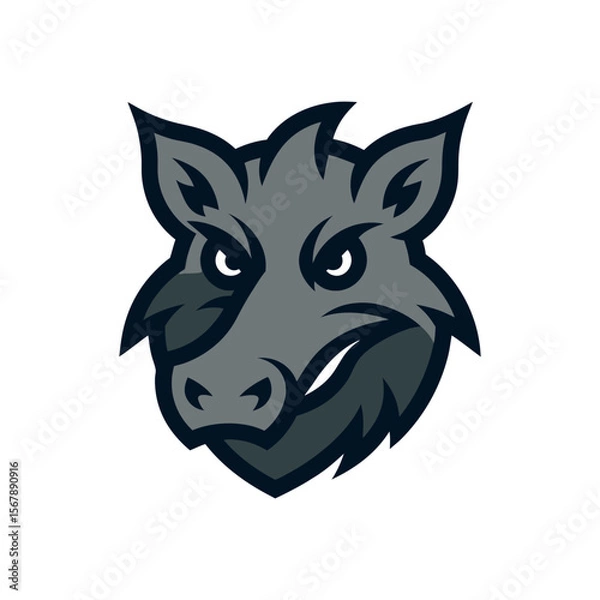 Fototapeta A Fierce Wild Boar Head Mascot Logo Design with Large Prominent Tusks for a Team